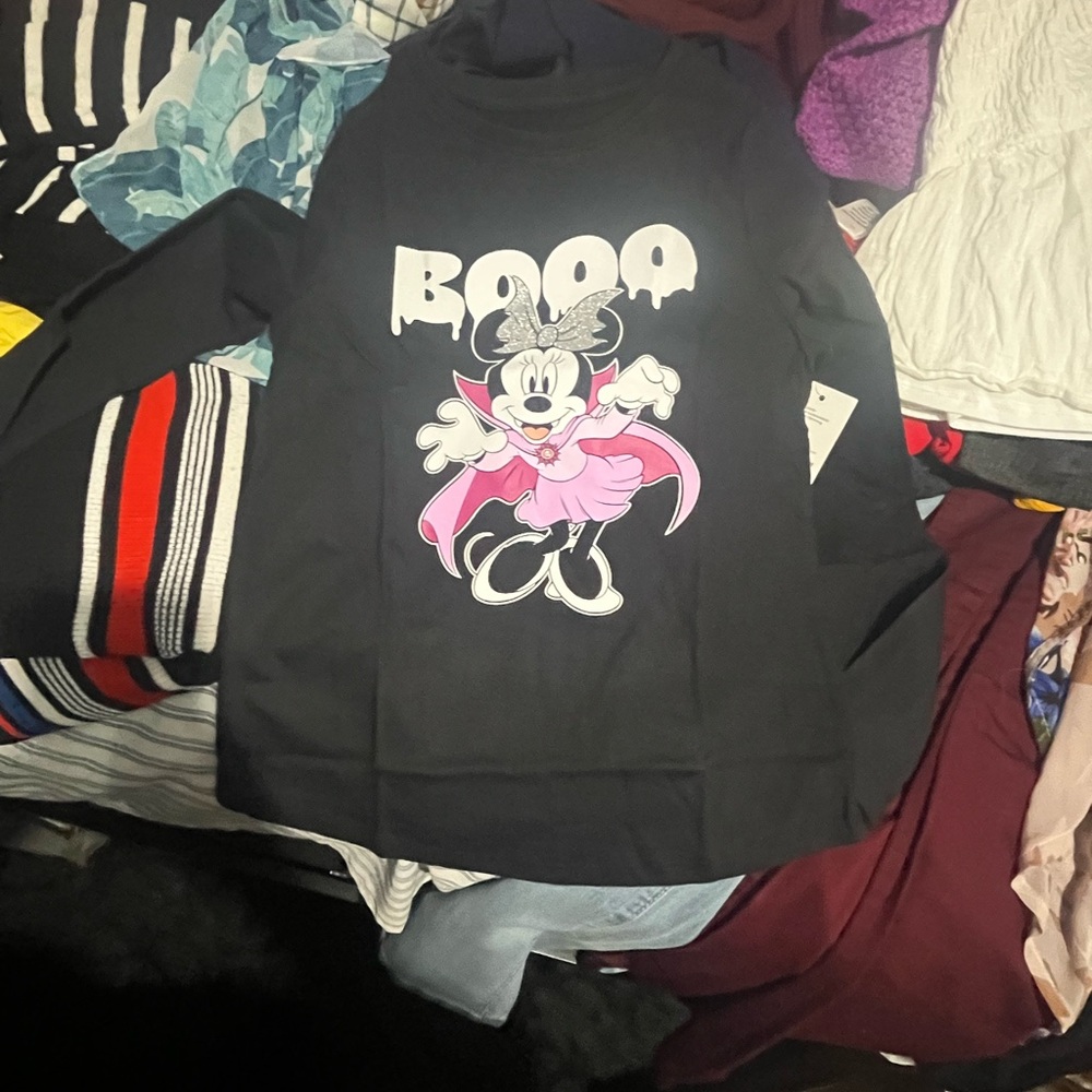 Disney Black Minnie Mouse 'Boo' Long-Sleeve Top with Pink Accents